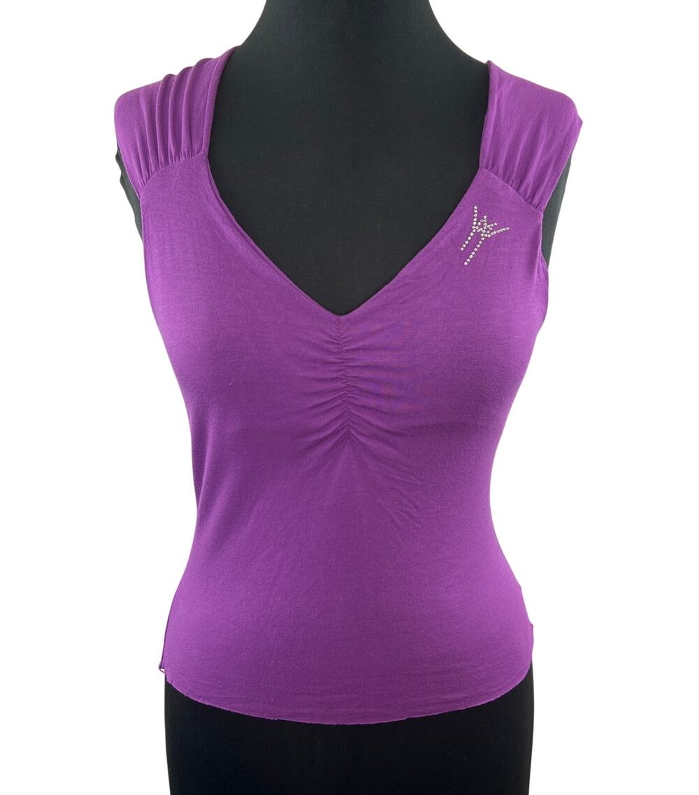 PRIMO EMPORIO Made in Italy Vibrant Purple Cut Out Back Top Size S Small